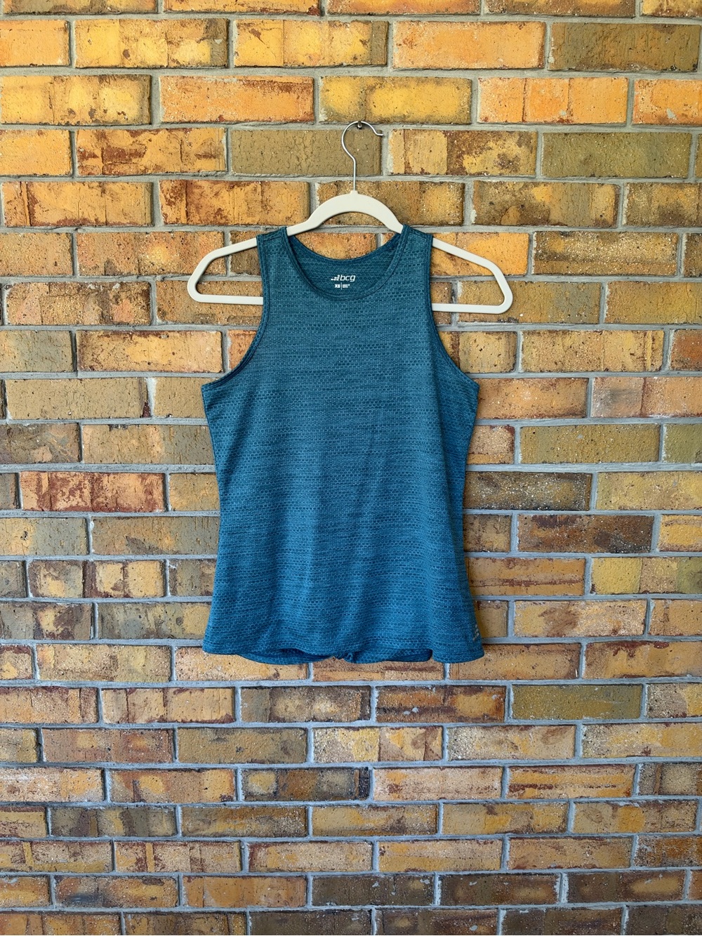 BCG XS Teal Blue Textured Racerback Athletic Tank Top Workout Running
